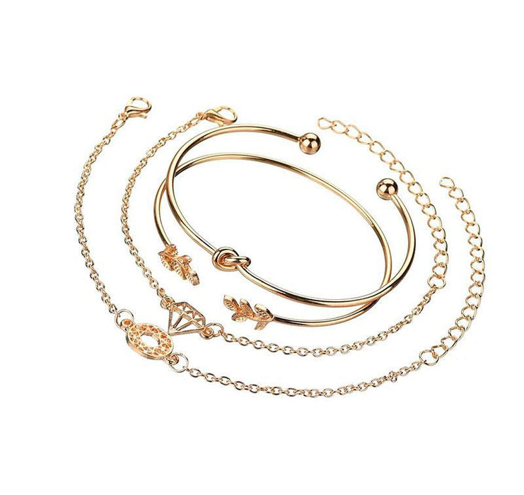 Bohemian Glam Gold Bracelets Stack - 4pcs