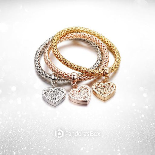 1 Set Heart Charm Bracelets with Austrian Crystals