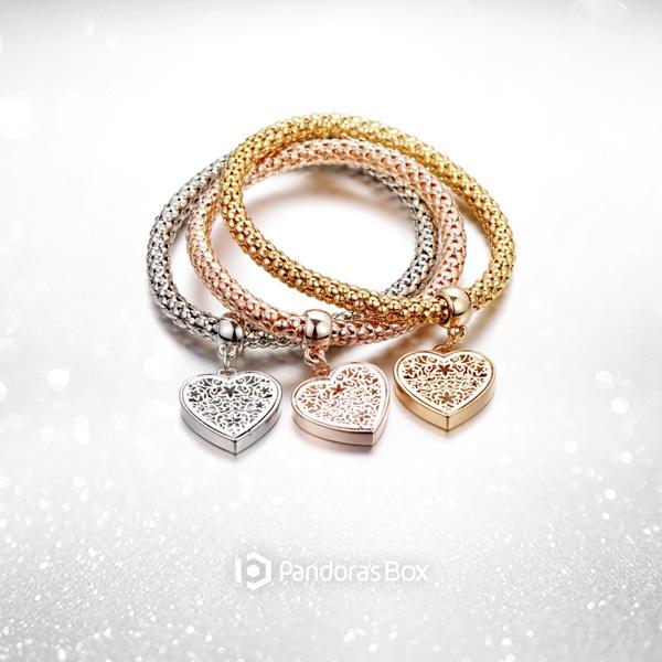 1 Set Heart Charm Bracelets with Austrian Crystals