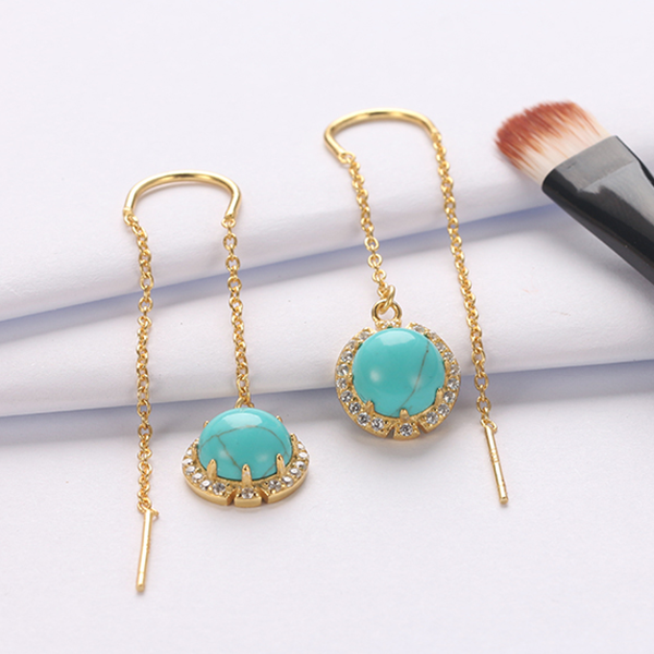 Golden Strand Turquoise Earrings