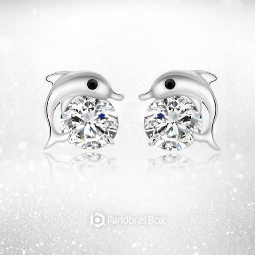 Summer Splash Dolphin Crystal Stud Earrings