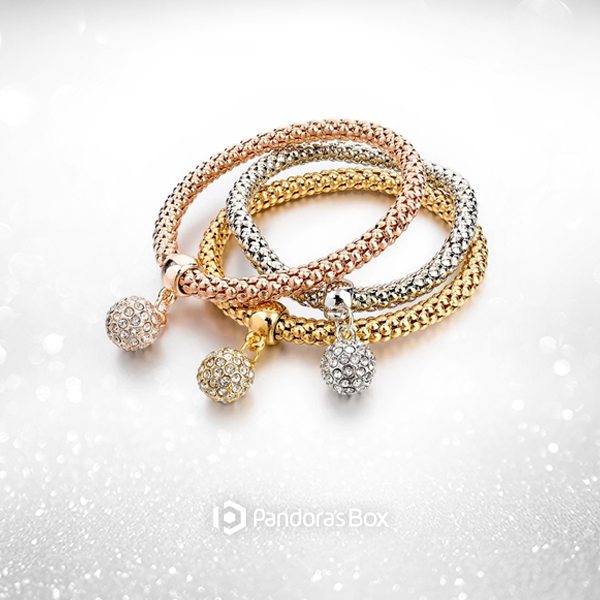 Crystal Studded Ball Charm Bracelets