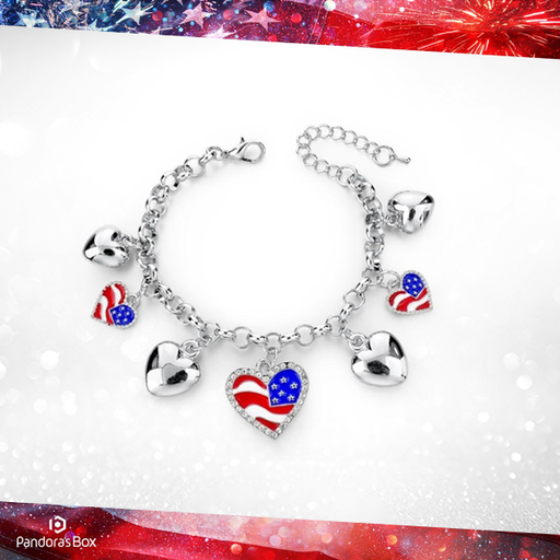 American Pride Heart Charm Bracelet