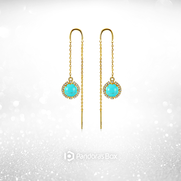 Golden Strand Turquoise Earrings