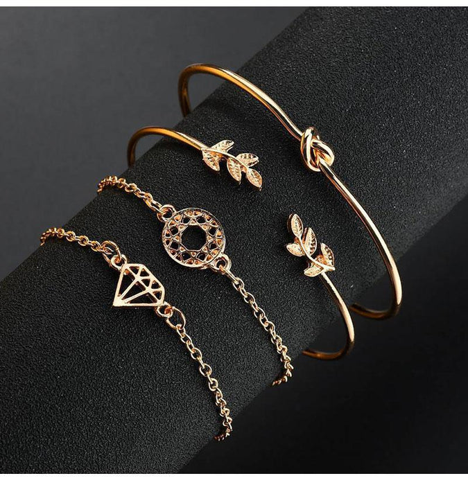 Bohemian Glam Gold Bracelets Stack - 4pcs