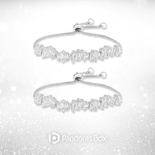 2 Sets of Baguette Crystal Adjustable Bracelet