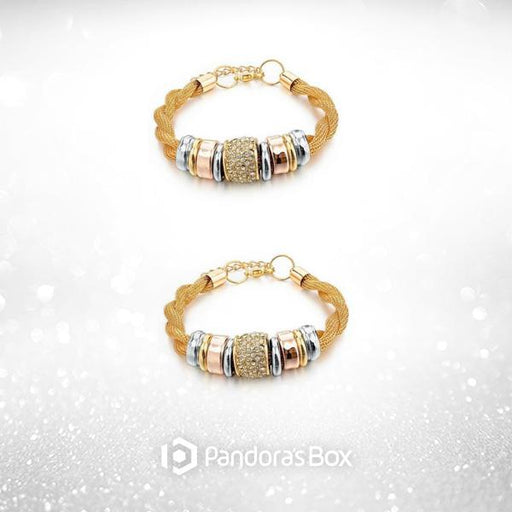 2 Sets of Entwined Gold Metal Bracelet