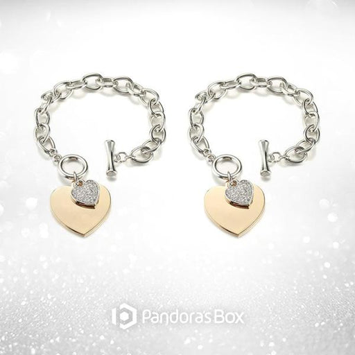 2 sets of Gold Heart Charm Chain Bracelet