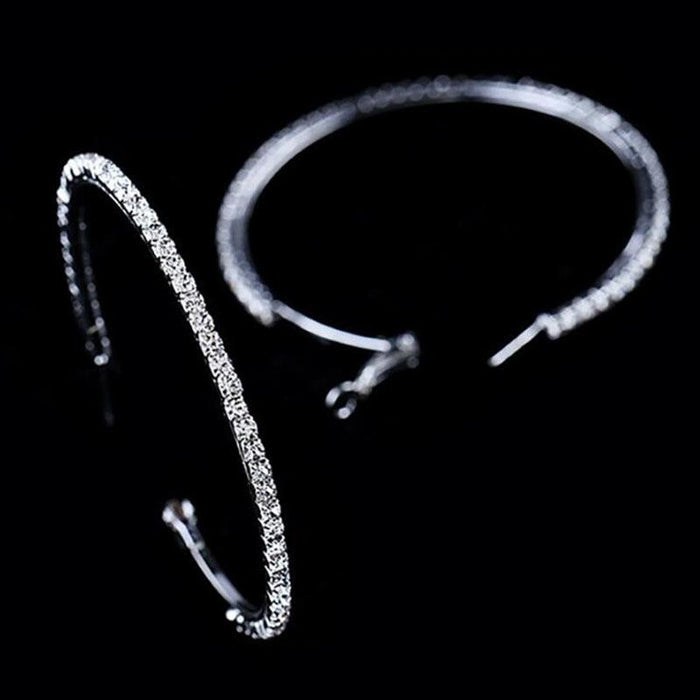 "Electric Circle " Silver Crystal Hoop Earrings
