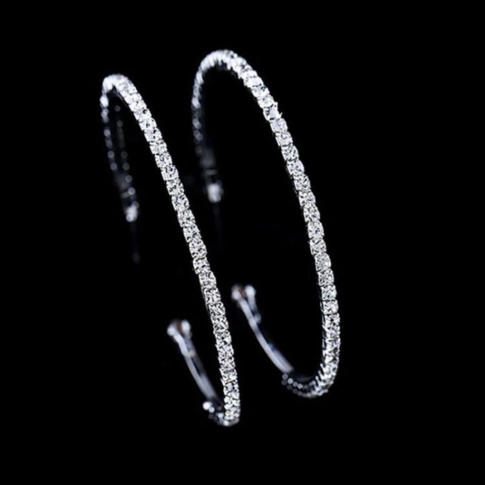 "Electric Circle " Silver Crystal Hoop Earrings