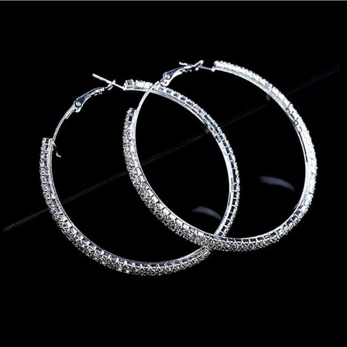 "Electric Circle " Silver Crystal Hoop Earrings
