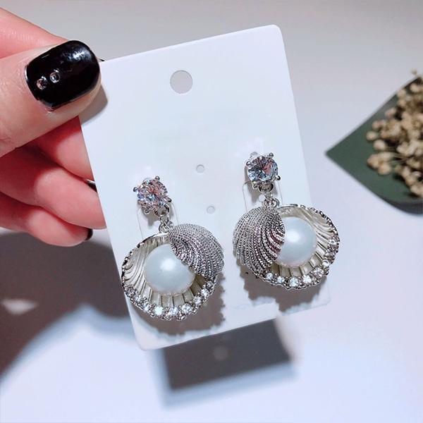 Pearl Glimmer Silver Shell Earrings