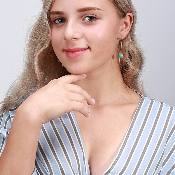 Golden Strand Turquoise Earrings