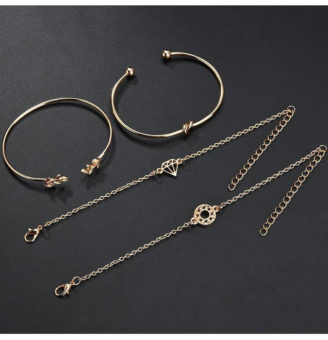 Bohemian Glam Gold Bracelets Stack - 4pcs