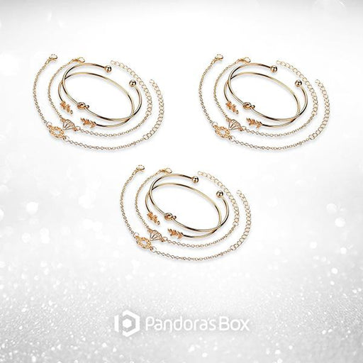 3 Sets of Bohemian Glam Gold Bracelets Stack - 12pcs