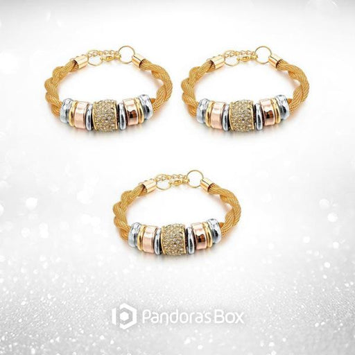 3 Sets of Entwined Gold Metal Bracelet