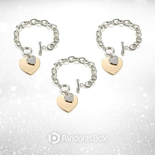 3 sets of Gold Heart Charm Chain Bracelet
