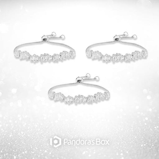 3 Sets of Baguette Crystal Adjustable Bracelets