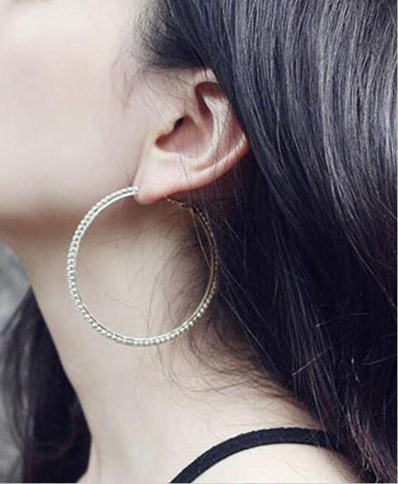 "Electric Circle " Silver Crystal Hoop Earrings