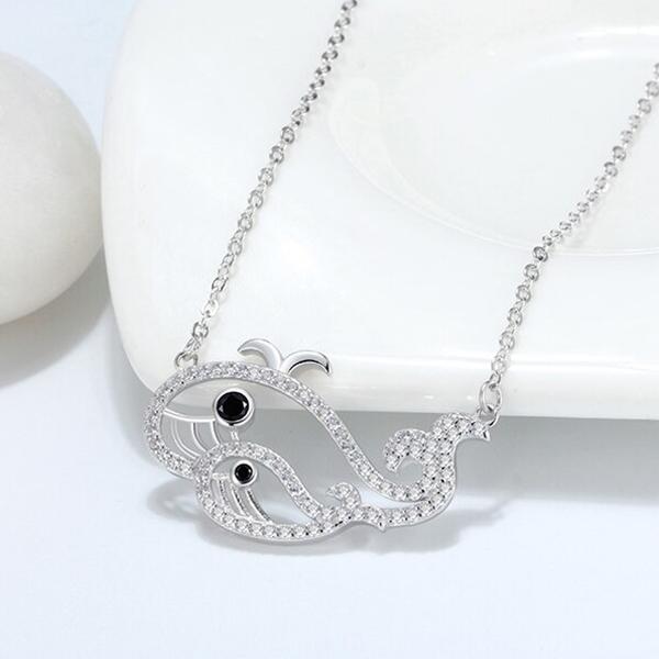 Whales Pendant Sterling Silver Necklace