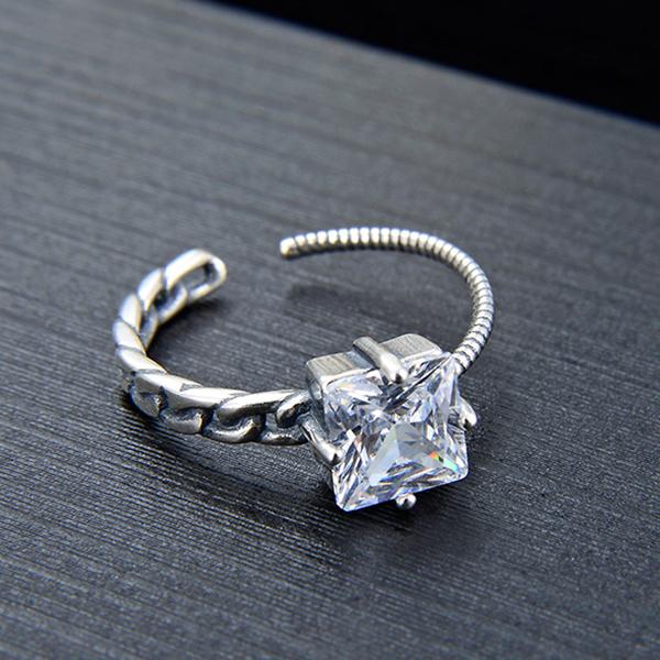 Gemini Asymmetrical Sterling Silver Ring