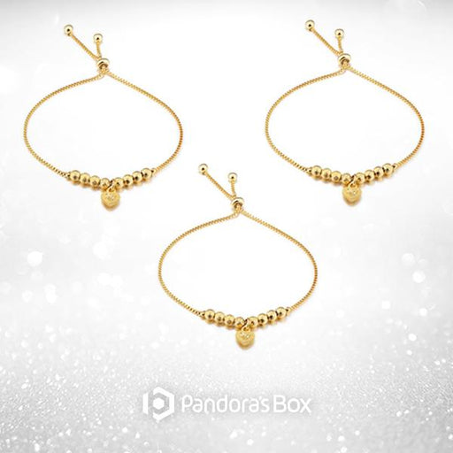 3 Sets of Heart of Gold Adjustable Bracelet