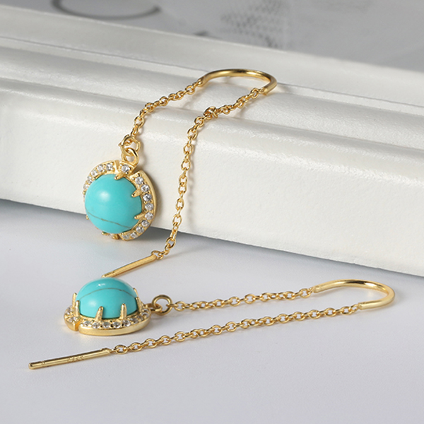 Golden Strand Turquoise Earrings