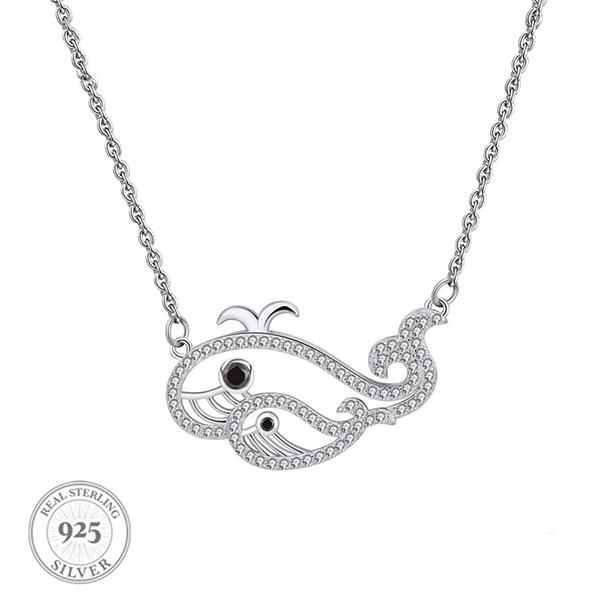 Whales Pendant Sterling Silver Necklace
