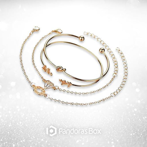Bohemian Glam Gold Bracelets Stack - 4pcs