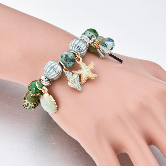 Seaside Summer Beaded Bracelet (Pink and Blue)