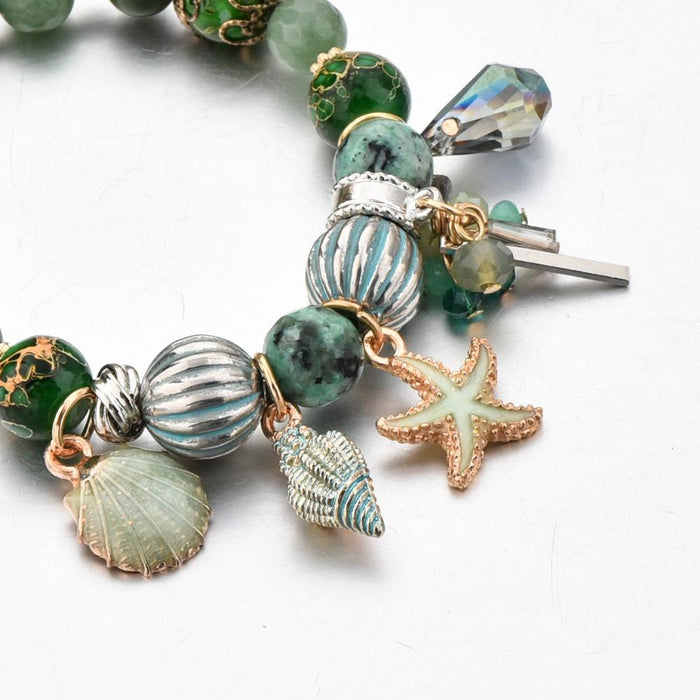 Seaside Summer Beaded Bracelet (Pink, Blue & Green)