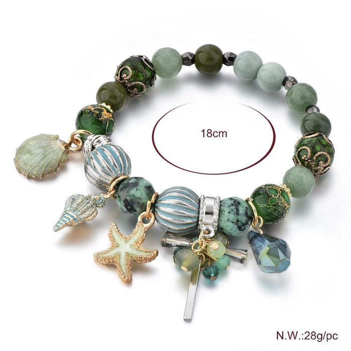 Seaside Summer Beaded Bracelet (Pink and Blue)