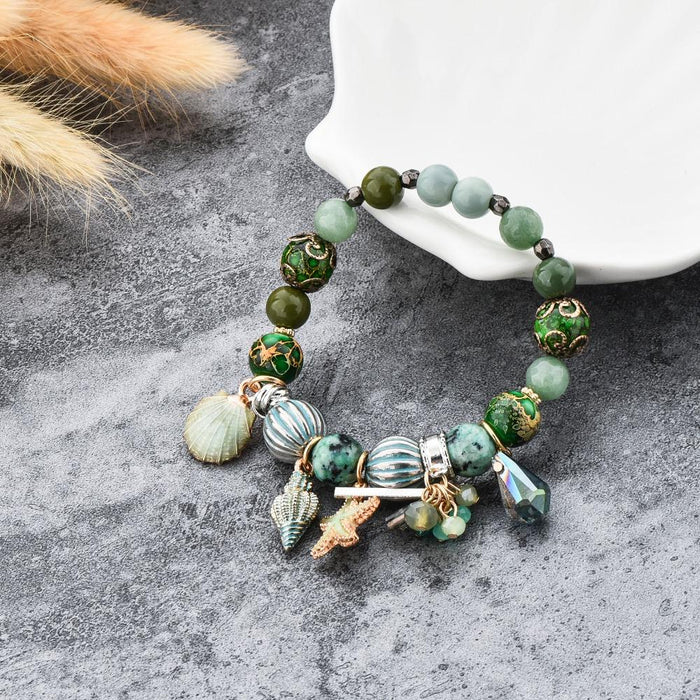 Seaside Summer Beaded Bracelet (Pink, Blue & Green)