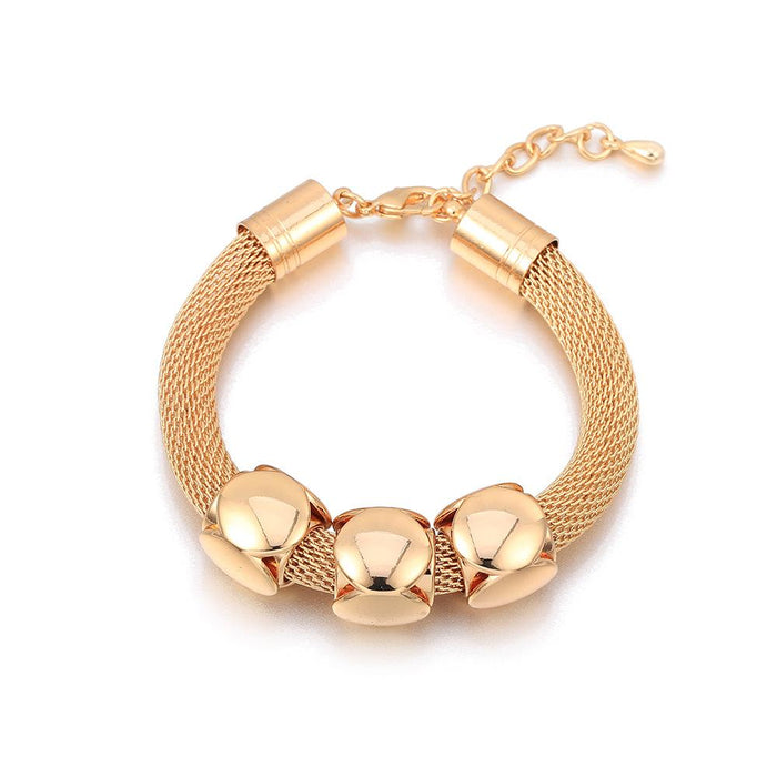 2 Sets of Cube Charms Gold Metal Bracelet