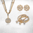 Gold Ball Necklace with Rhinestone Pendant, Happiness Earrings & Crystal Studded Ball Bracelet