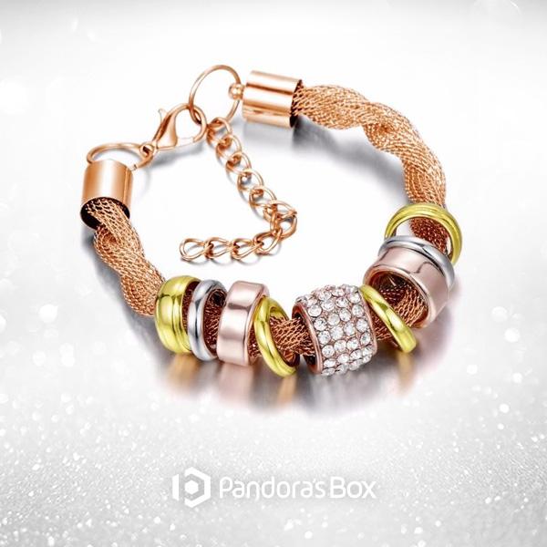 Entwined Rose Gold Metal Bracelet
