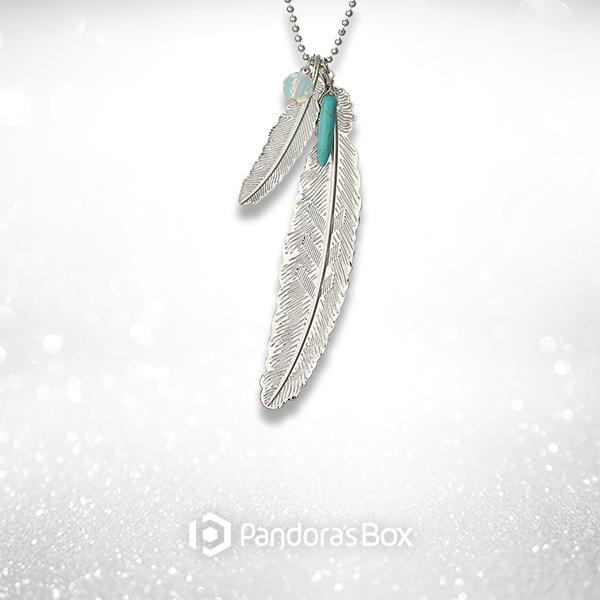 Feather and Stone Pendant Necklace