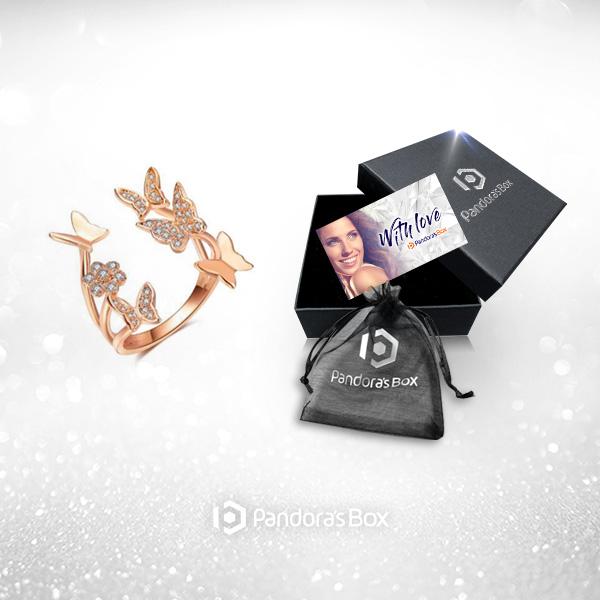 3 Free Spirit Adjustable Butterfly Rings with 3 Black Gift Boxes