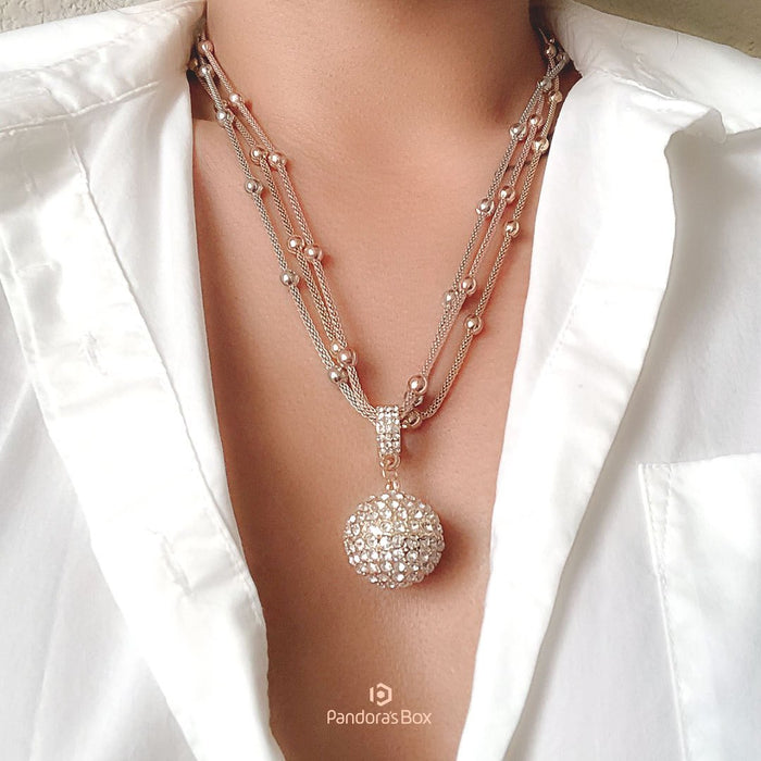 Rhinestone ball necklace deals