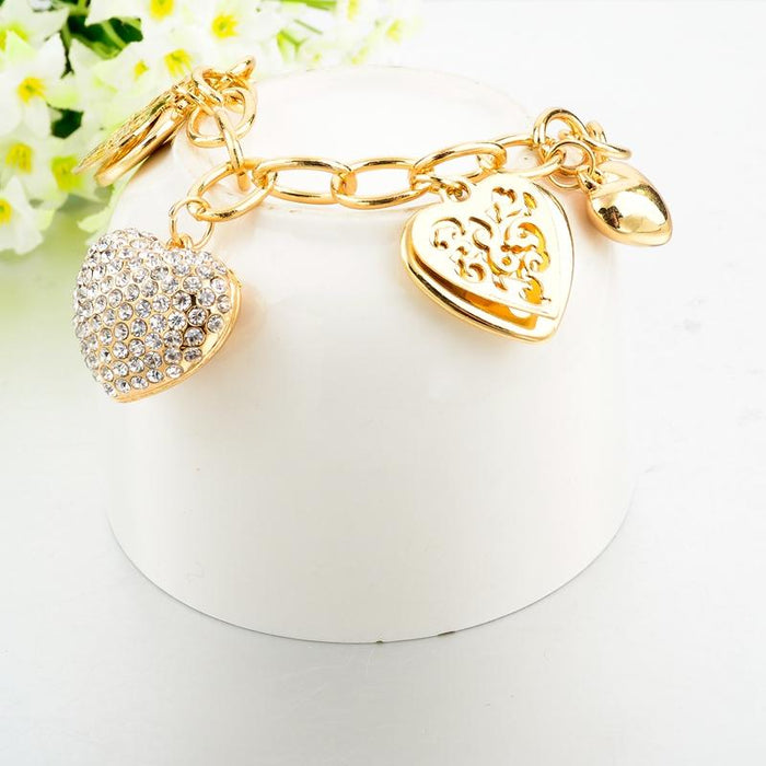 3 Sets of Crystal Heart Charm Bracelet