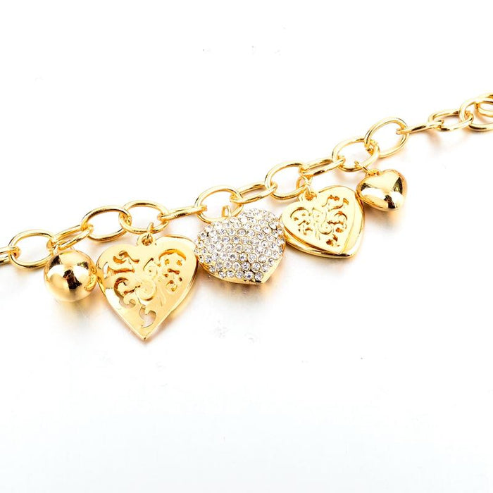 3 Sets of Crystal Heart Charm Bracelet
