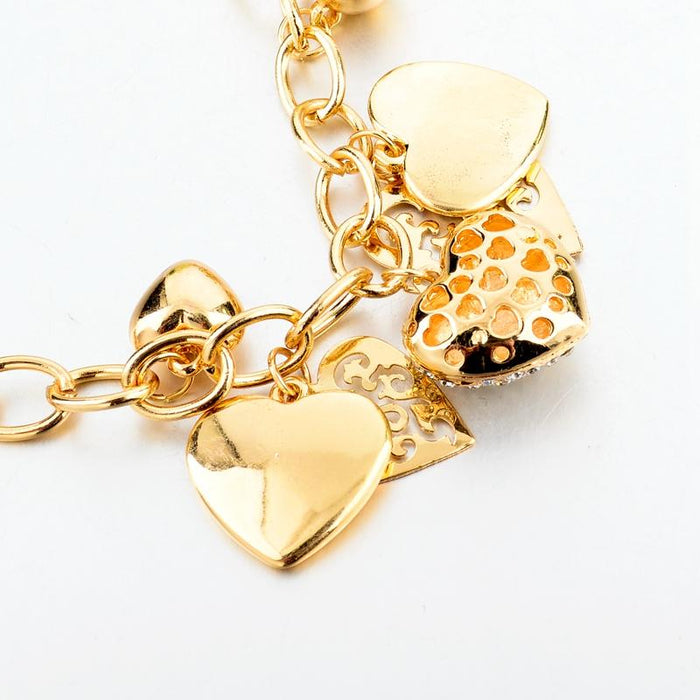 3 Sets of Crystal Heart Charm Bracelet