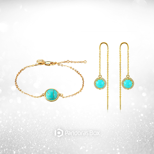 Golden Strand Turquoise Bracelet & Earrings