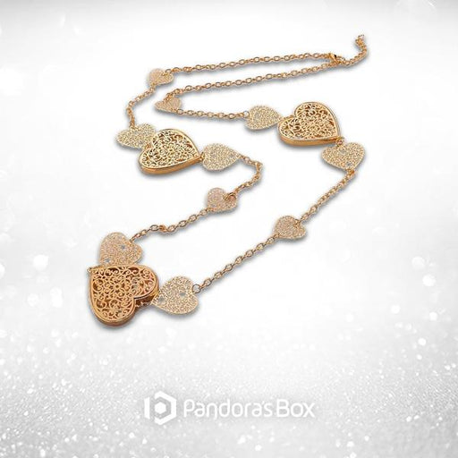 Heart Chain Long Necklace with Austrian Crystals