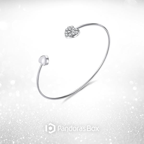 Heart to Heart Open Bangle with Gift Box and Bag
