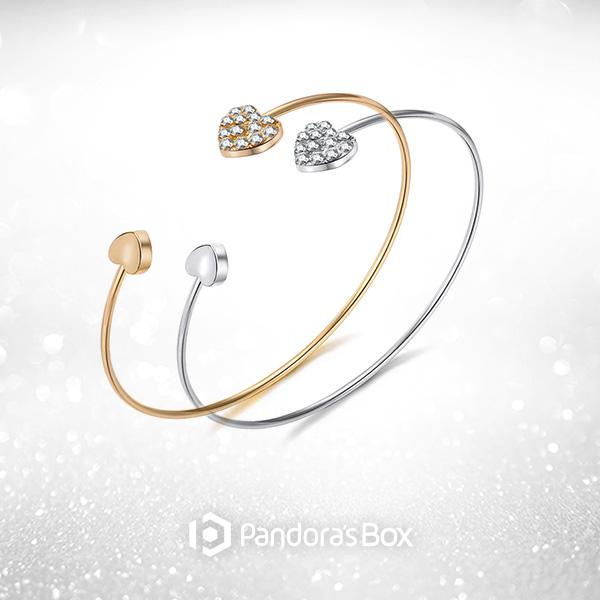 Heart to Heart Open Bangle with Gift Box and Bag