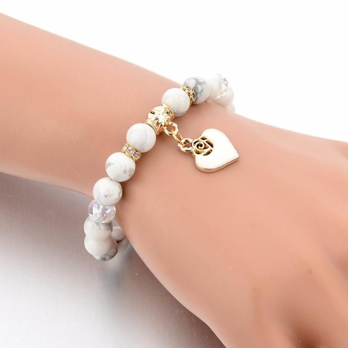 White Rose Beaded Bracelet
