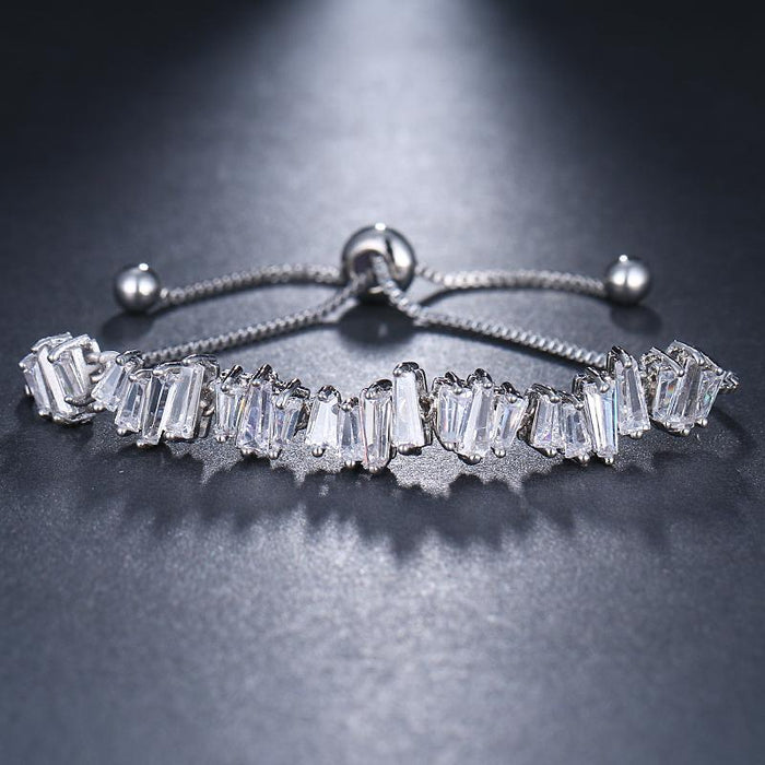 2 Sets of Baguette Crystal Adjustable Bracelet Trio