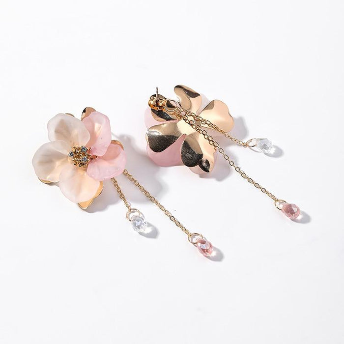 Pink Blossoms Crystal Drop Earrings