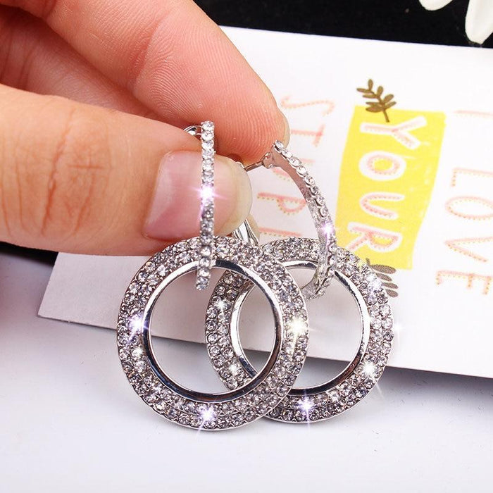 "Hollywood Hoops" Crystal Double Hoop Earrings, Baguette Ring and Adjustable Bracelet